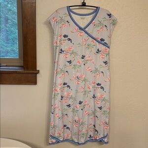 Garnet Hill Asian Wrap nightgown, S, FLAW, organic cotton